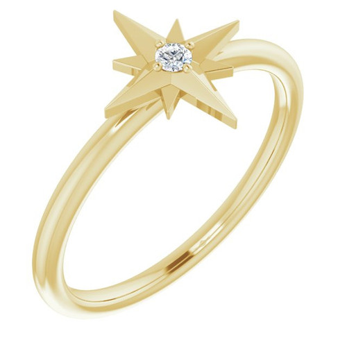 Diamond Ring in 14 Karat Yellow Gold .03 Carat Diamond Star Ring