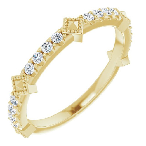 Genuine Diamond set in 14 Karat Yellow Gold 0.25 Carat Diamond Stackable Ring