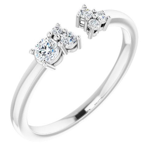 Genuine Diamond Ring in Sterling Silver 0.16 Carat Diamond Negative Space Ring