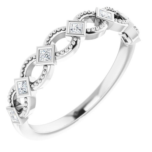 Genuine Diamond set in 14 Karat White Gold 0.17 Carat Diamond Stackable Ring
