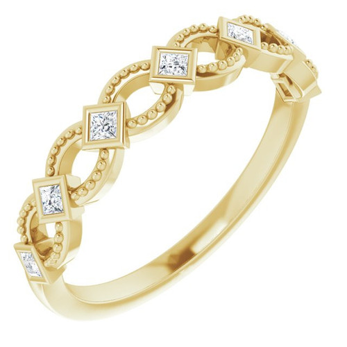 Genuine Diamond set in 14 Karat Yellow Gold 0.17 Carat Diamond Stackable Ring