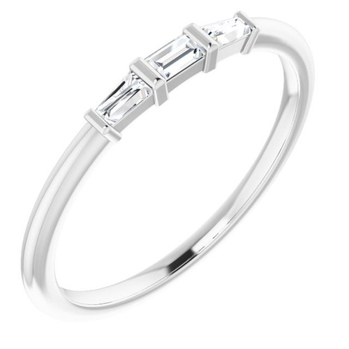 Genuine Diamond Ring in Sterling Silver 1/6 Carat Diamond Three-Stone Stackable Ring 