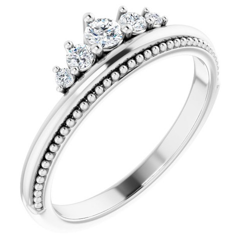 Sterling Silver 0.20 Carat Diamond Stackable Crown Ring