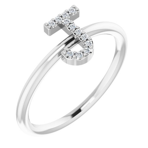 Sterling Silver .06 Carat Diamond Initial J Ring