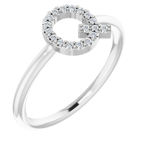 Platinum 0.10 Carat Diamond Initial Q Ring