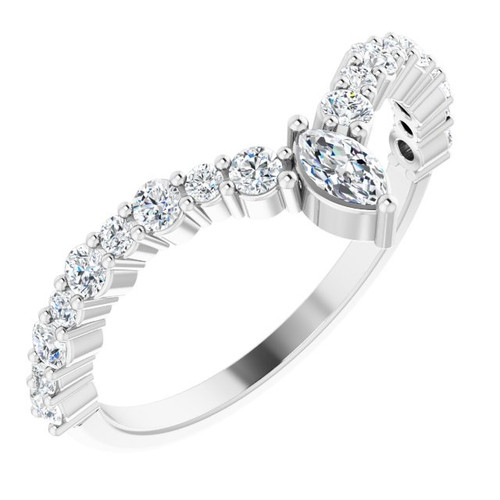 Genuine Diamond set in 14 Karat White Gold 0.50 Carat Diamond V Ring
