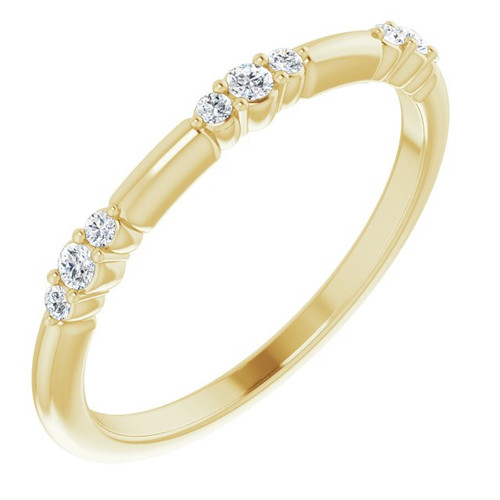 White Lab Grown Diamond Ring in 14 Karat Yellow Gold 0.15 Carat Lab Grown Diamond Stackable Ring
