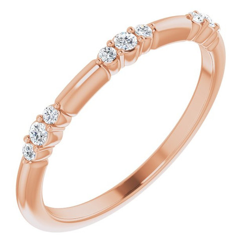 White Lab Grown Diamond Ring in 14 Karat Rose Gold 0.15 Carat Lab Grown Diamond Stackable Ring