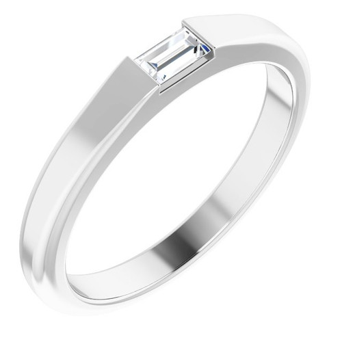 White Diamond Ring in 14 Karat White Gold 1/10 Carat Diamond Stackable Ring Size 5
