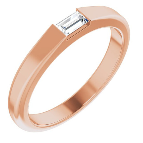 Genuine Diamond set in 14 Karat Rose Gold 0.10 Carat Diamond Stackable Ring Size 4