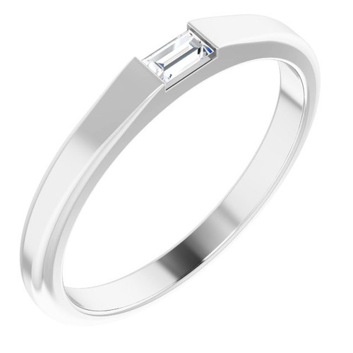 Genuine Diamond set in 14 Karat White Gold 0.10 Carat Diamond Stackable Ring Size 8
