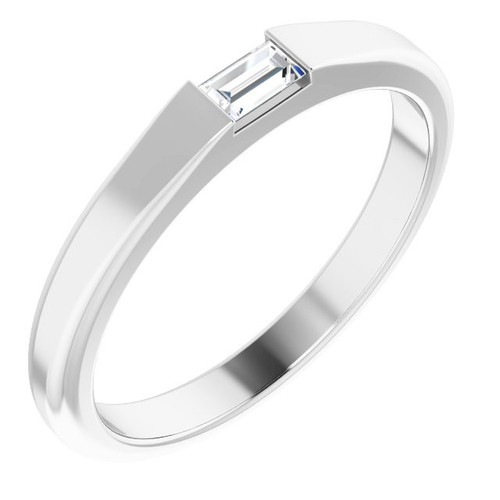 Genuine Diamond set in 14 Karat White Gold 0.10 Carat Diamond Stackable Ring Size 6