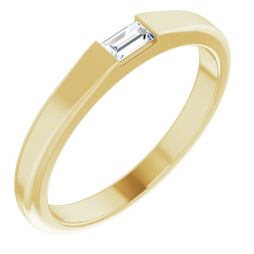 Genuine Diamond set in 14 Karat Yellow Gold 0.10 Carat Diamond Stackable Ring Size 6