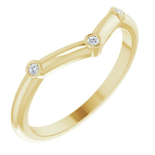 Genuine Diamond set in 14 Karat Yellow Gold .03 Carat Diamond Stackable Chevron Ring