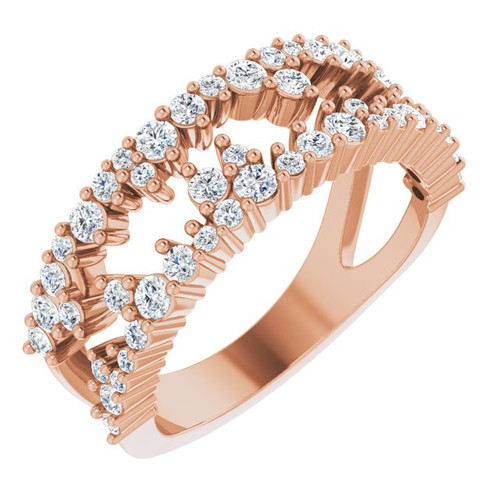 White Diamond Ring in 14 Karat Rose Gold 3/4 Carat Diamond Negative Space Ring