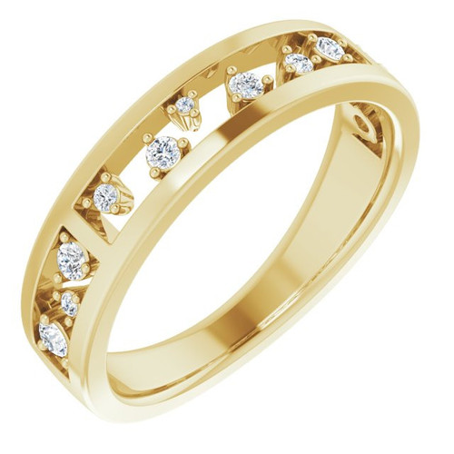 Genuine Diamond set in 14 Karat Yellow Gold 0.20 Carat Diamond Stackable Ring