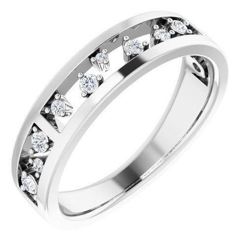 Genuine Diamond set in 14 Karat White Gold 0.20 Carat Diamond Stackable Ring