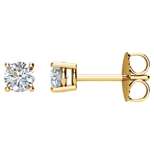 White Diamonds set in 14 Karat Yellow Gold 0.50 Carat Diamond Earrings