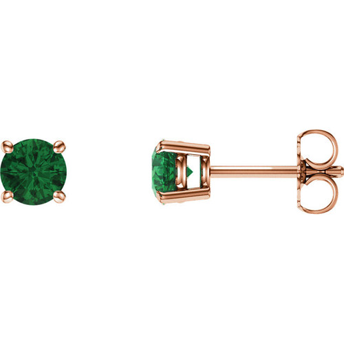 Shop 14 Karat Rose Gold 5mm Round Emerald Earrings