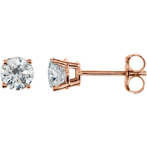 14 Karat Rose Gold 0.75Carat Diamond Earrings