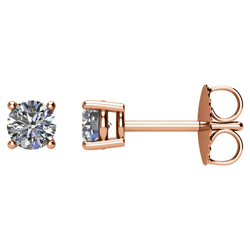 Genuine 14 Karat Rose Gold 0.50 Carat Diamond Earrings