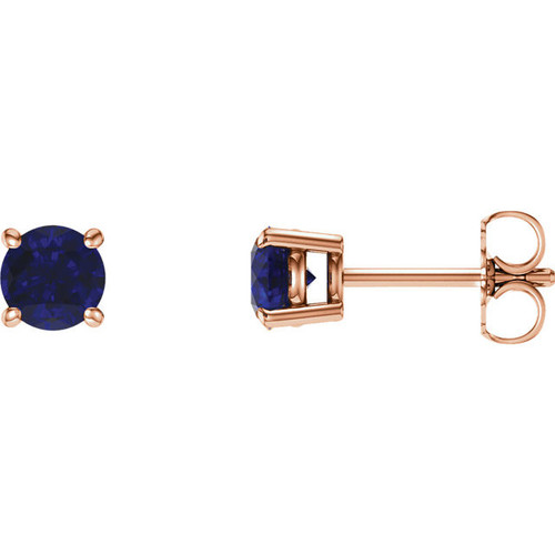 Shop 14 Karat Rose Gold 5mm Round Lab Created Blue Sapphire Earrings