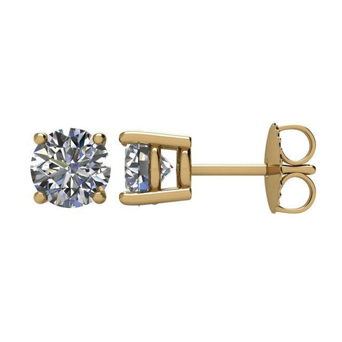 White Diamond Earrings in 14 Karat Yellow Gold 1 1/2 Carat Diamond Earrings 