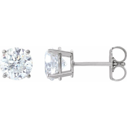 Moissanite Earrings in 14 Karat  Gold 6 mm Round Created Moissanite Earrings