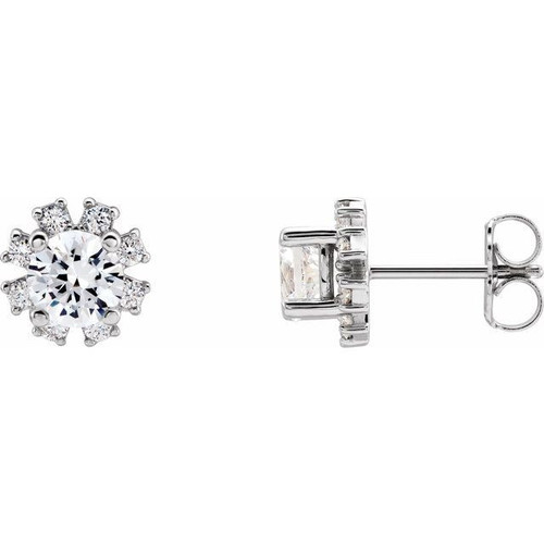 Sterling Silver 1 0.13 Carat Diamond Earrings