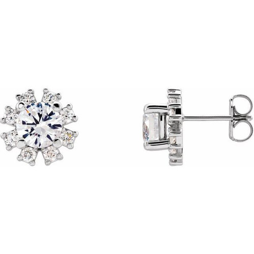 Platinum Blue Sapphire and 0.50 Carat Diamond Earrings