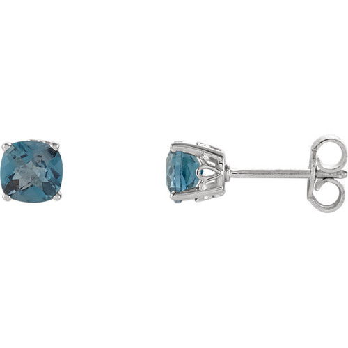 14 Karat White Gold London Blue Topaz Earrings