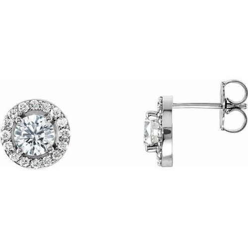 Platinum 0.25 Carat Diamond Halo Style Earrings