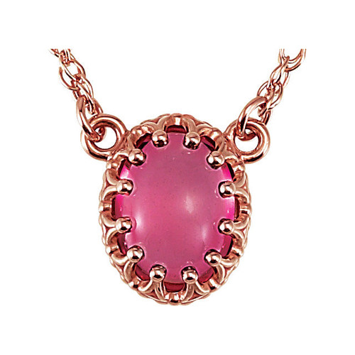 Shop 14 Karat Rose Gold 8x6mm Oval Pink Tourmaline 18 inch Necklace