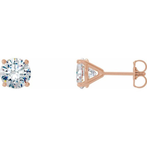 14 Karat Rose Gold 1.00 Carat Diamond 4 Prong Cocktail Style Earrings