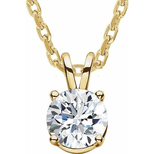  Lab-Grown Diamond Necklace in 14 Karat Yellow Gold 7/8 Carat Lab-Grown Diamond Solitaire 16-18" Necklace