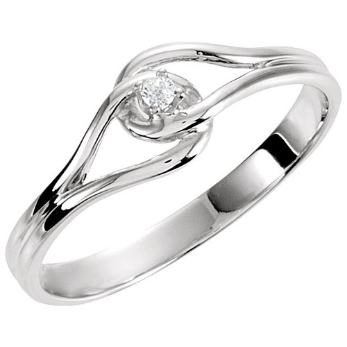 Genuine Diamond set in 14 Karat White Gold .02 Carat Diamond Ring