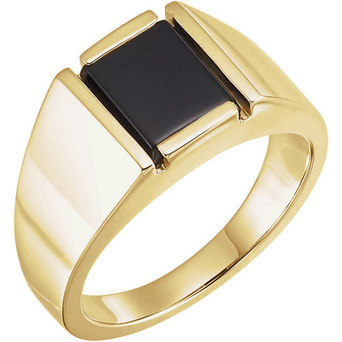 14 Karat Yellow Gold Onyx Mens Ring