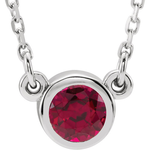 Ruby Necklace in 14 Karat White Gold Ruby 16 inch Necklace