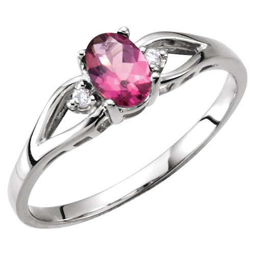 Pink Tourmaline in Pink Tourmaline and Diamond Accented Ring