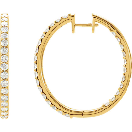 Buy 14 Karat Yellow Gold 3 Carat Diamond Hingedside Outside Hoop Earrings