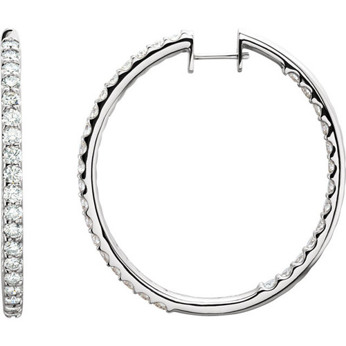 Buy 14 Karat White Gold 5 Carat Diamond Hingedside Outside Hoop Earrings