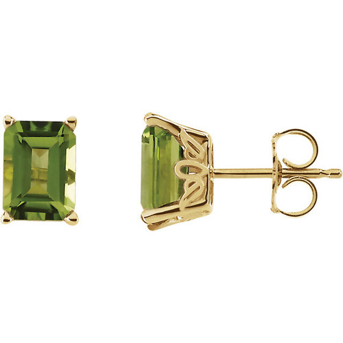 14 Karat Yellow Gold Peridot Earrings