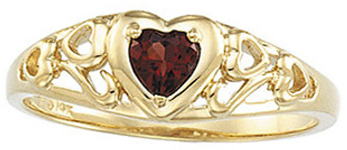 Heart Shaped Red Garnet Design Ring