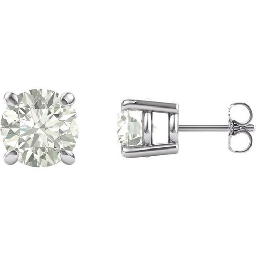 14 Karat White Gold 5 mm Round Forever One Moissanite Earrings