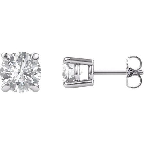 14 Karat White Gold 6.5 mm Round Forever One Moissanite Earrings