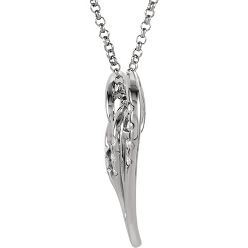 14 KT White Gold 0.10 Carat Diamond Heart Necklace