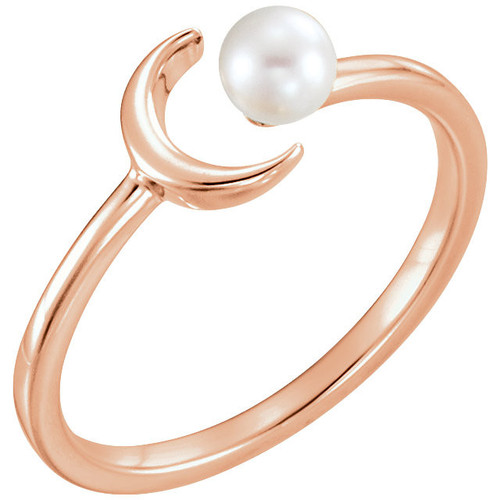 Buy 14 Karat Rose Gold 4mm White  Freshwater Crescent Ring