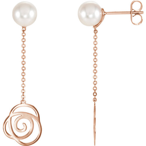 Buy 14 Karat Rose Gold Freshwater Pearl Earrings