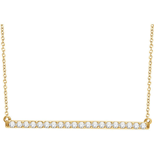 Shop 14 Karat Yellow Gold 00.17 Carat Diamond Bar 16 inch Necklace