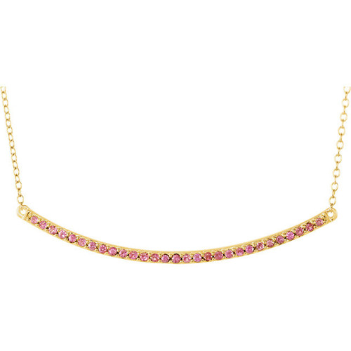 Sapphire Necklace in 14 Karat Yellow Gold Pink Sapphire Bar 16 inch Necklace
